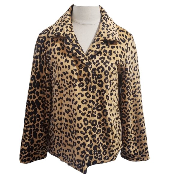 Ethyl Jackets & Blazers - CT1966 Ethyl Animal Print Waist Length Button Blazer S